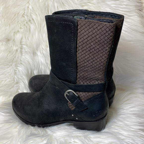 UGG Leather Boots Black and Brown EUC Women’s 9.5 or 9 1/2 Lula Mae - Picture 2 of 13